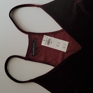 NWT A&F abercrombie cranberry red velour tank top